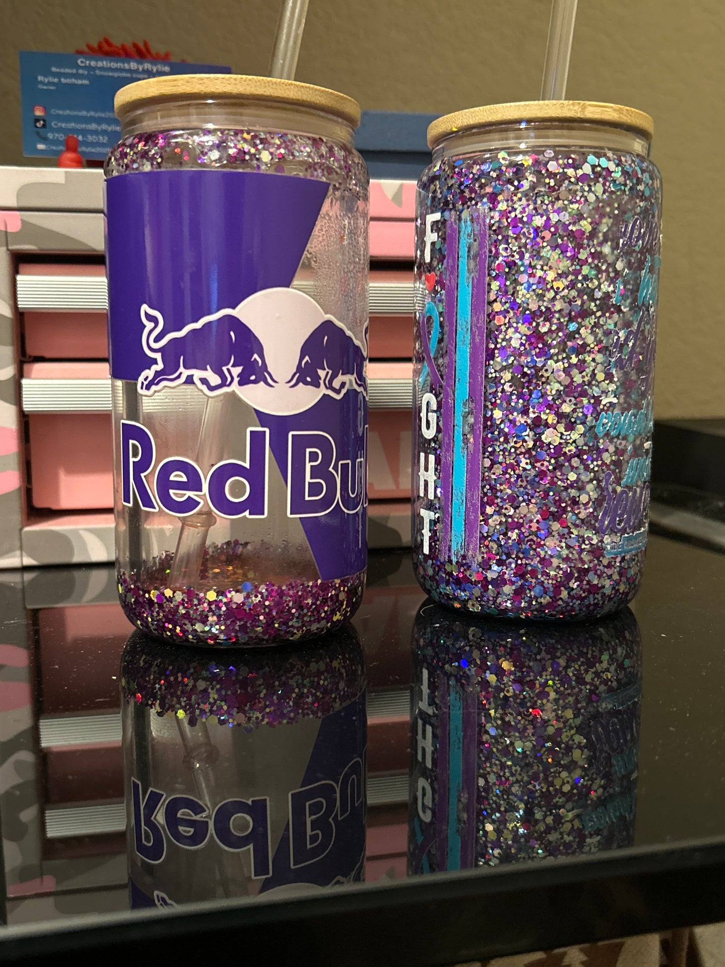 16oz glass snow globe cup