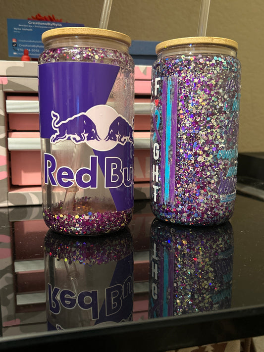 16oz glass snow globe cup